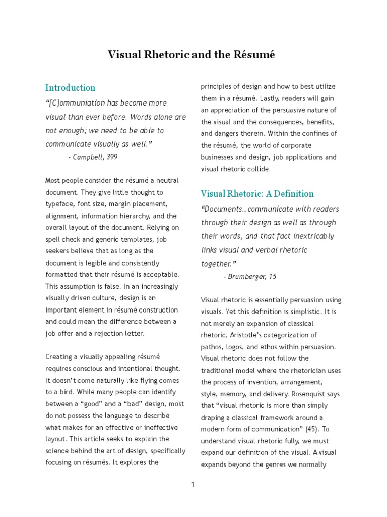 Visual Rhetoric in Résumé Design | PDF | Typography | Rhetoric
