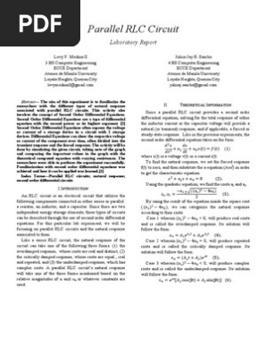 Parallel Rlc Circuit Analysis Series And Parallel Circuits Electrical Network