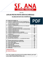 Lista de Preturi Pentru Serviciile Medicale