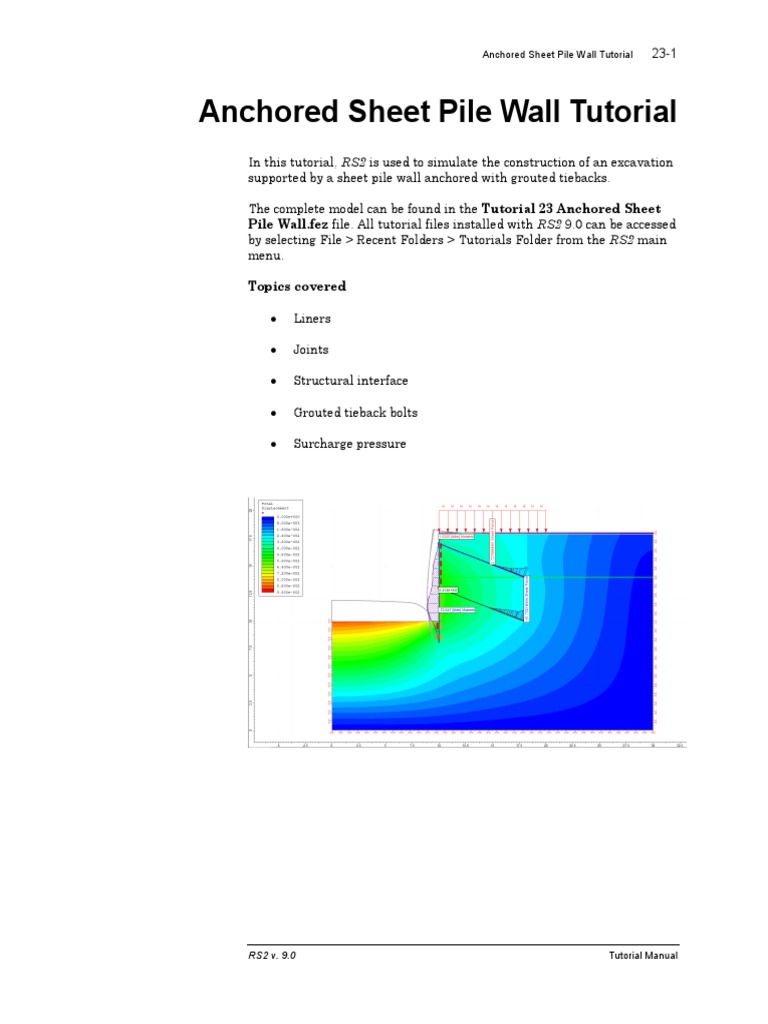 Tutorial 23 Anchored Sheet Pile Wall PDF Deep Foundation Screw