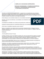 SOCIEDADE SIMPLES E SOCIEDADE EMPRESÁRIA