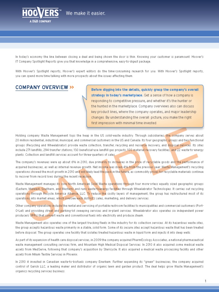 Hoover's Report on Waste Management | PDF | Waste Management ...