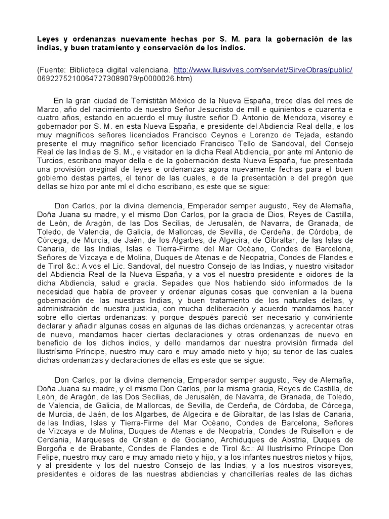 leyes nuevas 1542 Nueva españa España