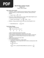 CHE 378: Heat and Mass Transfer: Spring 2014 Exam 1 Review Sheet