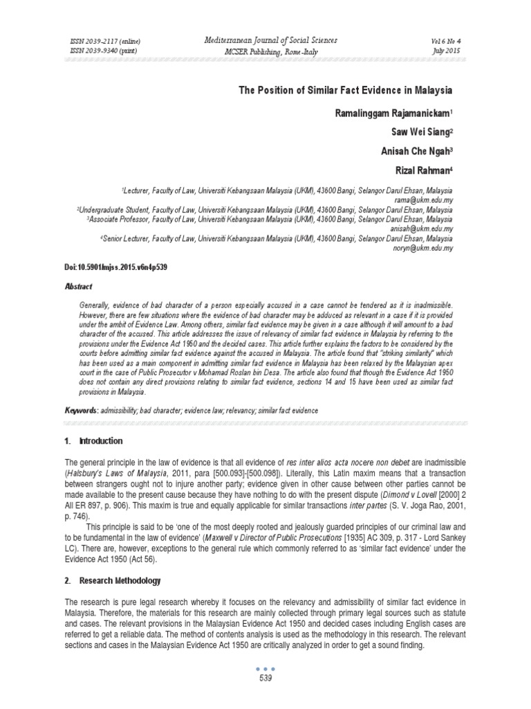 Similar Fact Evidence | PDF | Relevance (Law) | Indictment