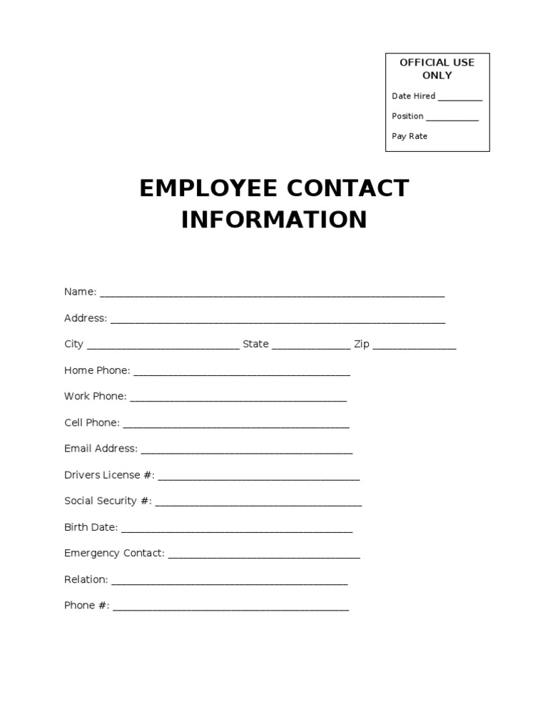 Employee Contact Information | PDF