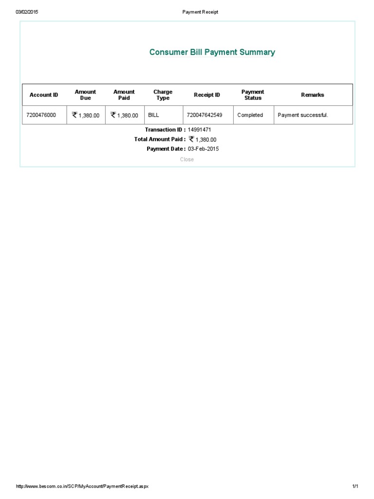 Consumer Bill Payment Summary: Account ID Amount Due Amount Paid Charge ...