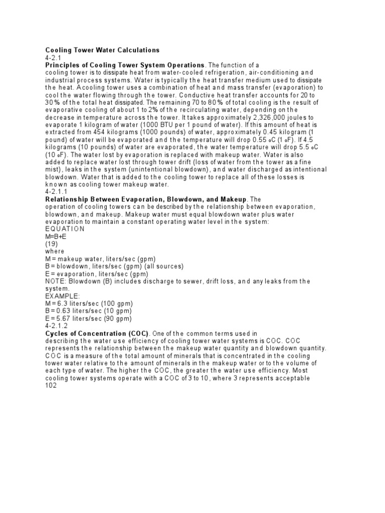 Cooling Tower Water Usage Calculations | PDF | Air Conditioning | Enthalpy