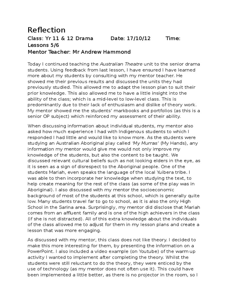 Sample 4 - Reflection On Ict | PDF | Lesson Plan | Mentorship