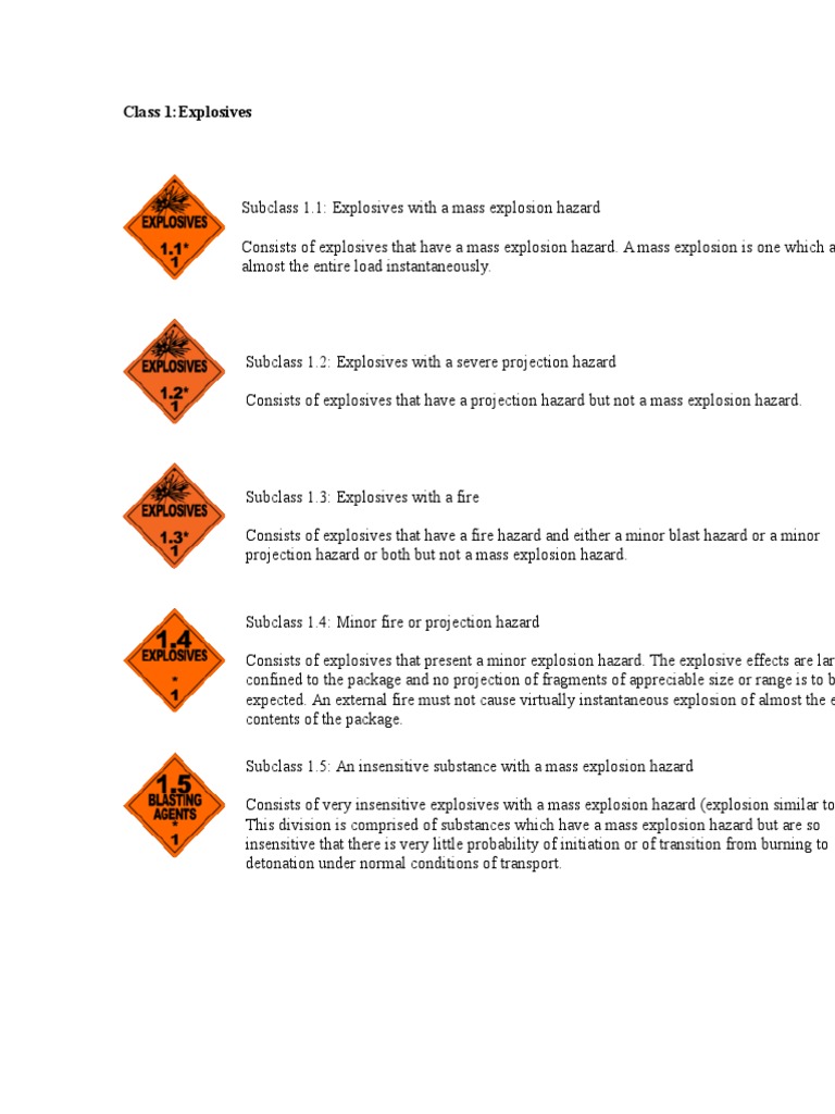 Class 1 Explosives Overview | PDF | Explosive Material | Explosion