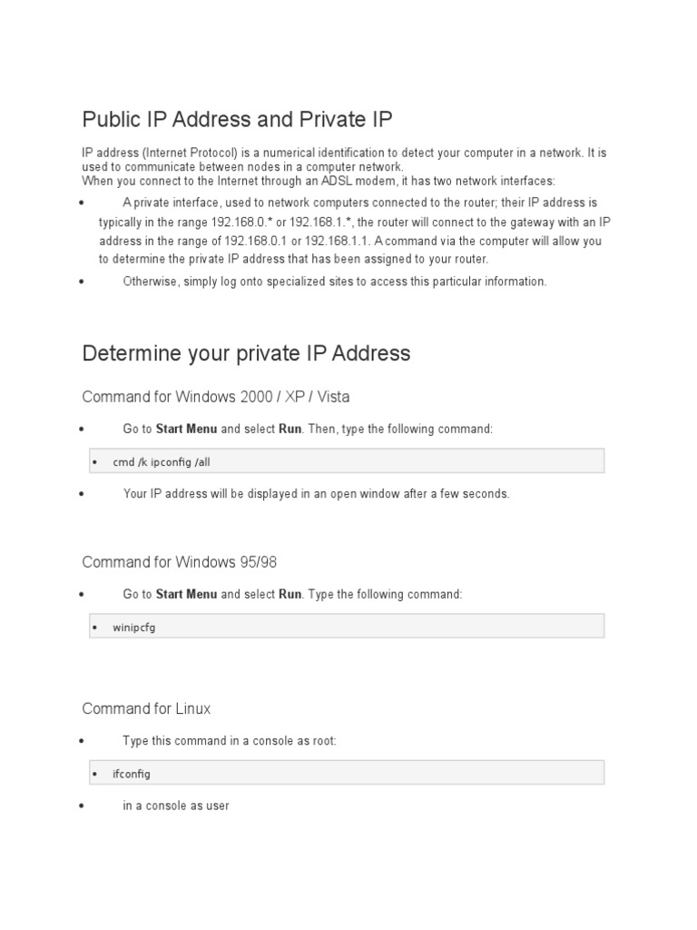 Public IP Address and Private IP | PDF