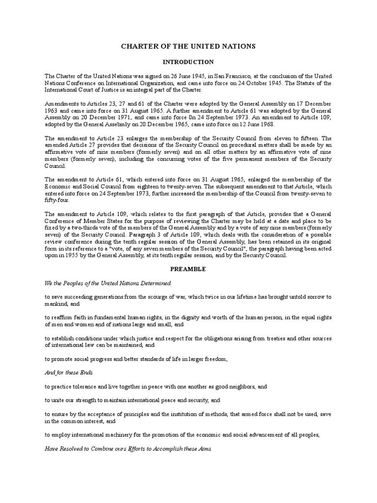 United Nations Charter Overview | PDF | United Nations General Assembly ...