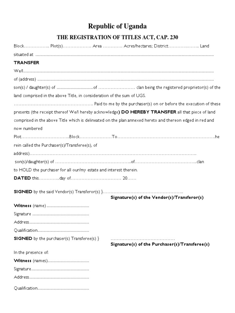 Land Transfer Form | PDF
