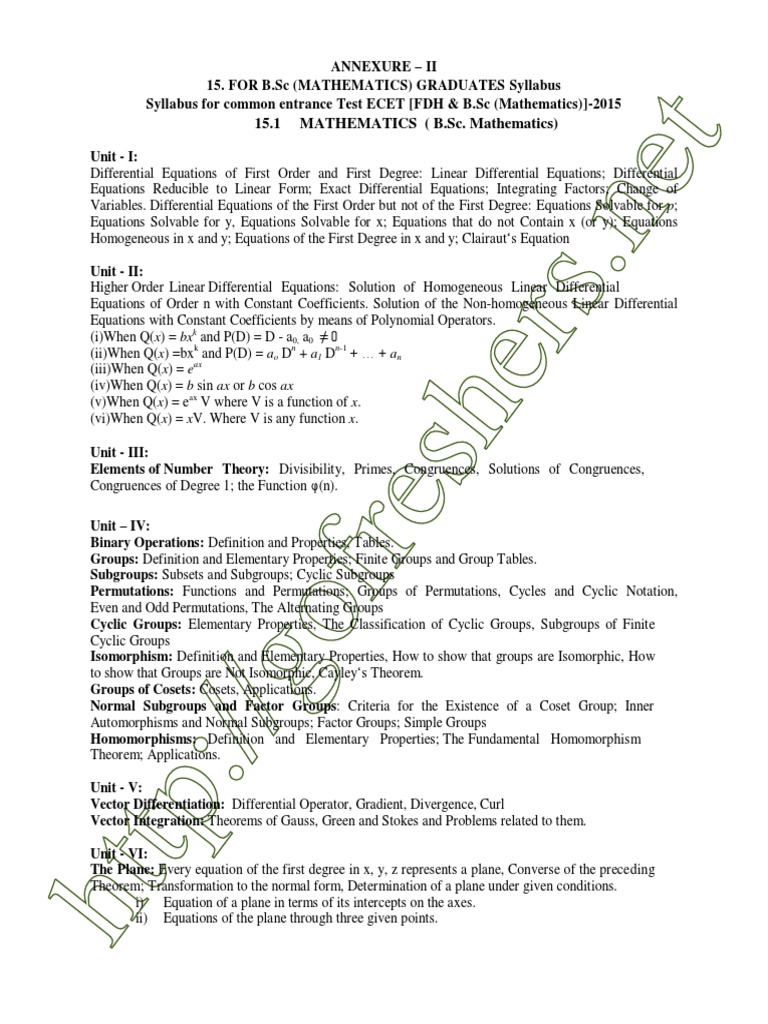 TS ECET B.SC Maths Syllabus and Exam Pattern | PDF | Group (Mathematics ...