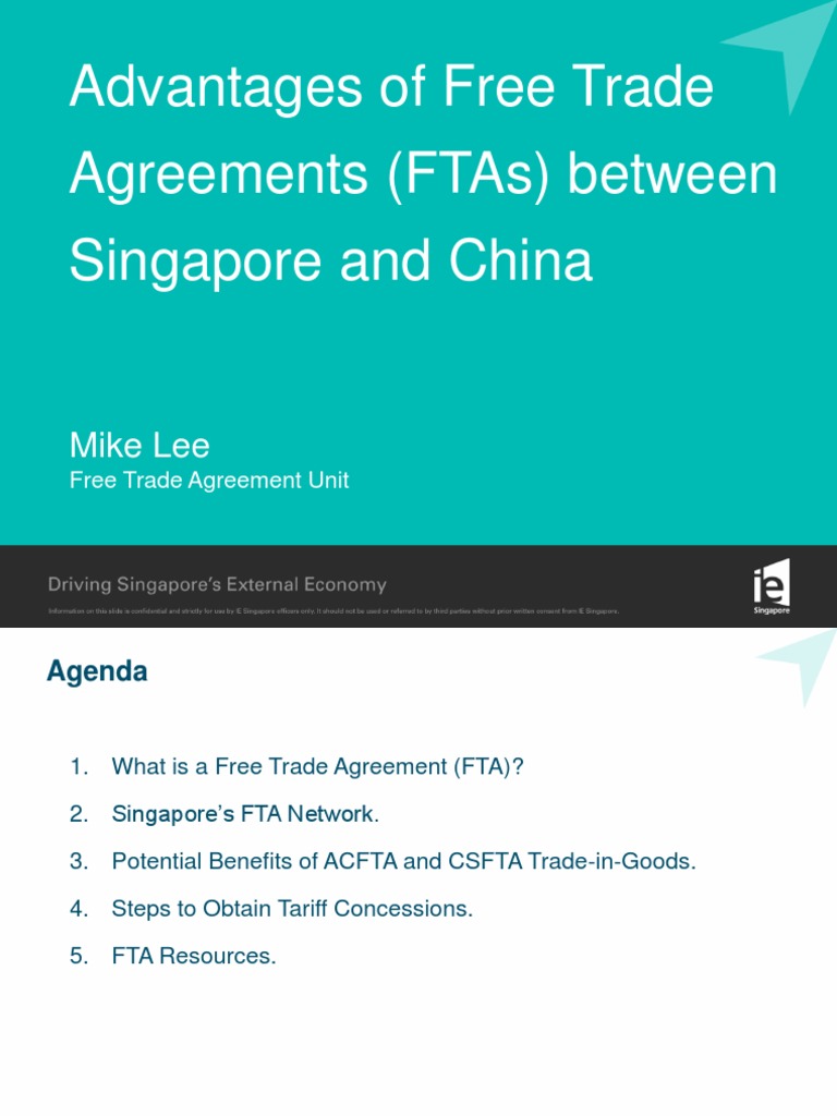 Advantages of Free Trade Agreements (Ftas) Between Singapore and China ...