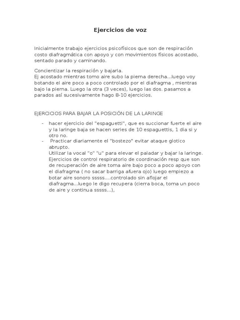 Ejercicios de Voz | PDF