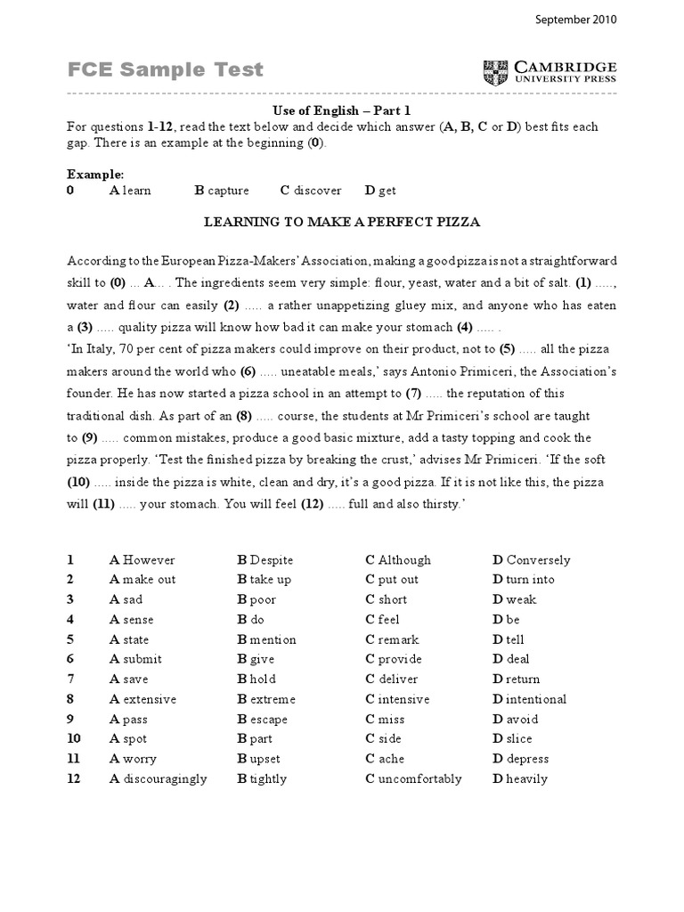 FCE Sample Test | PDF