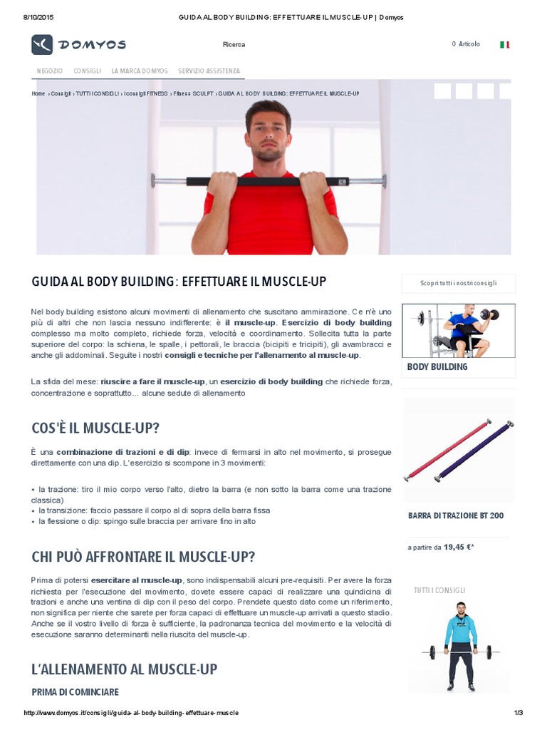 Guida Al Body Building - Effettuare Il Muscle-Up - Domyos | PDF