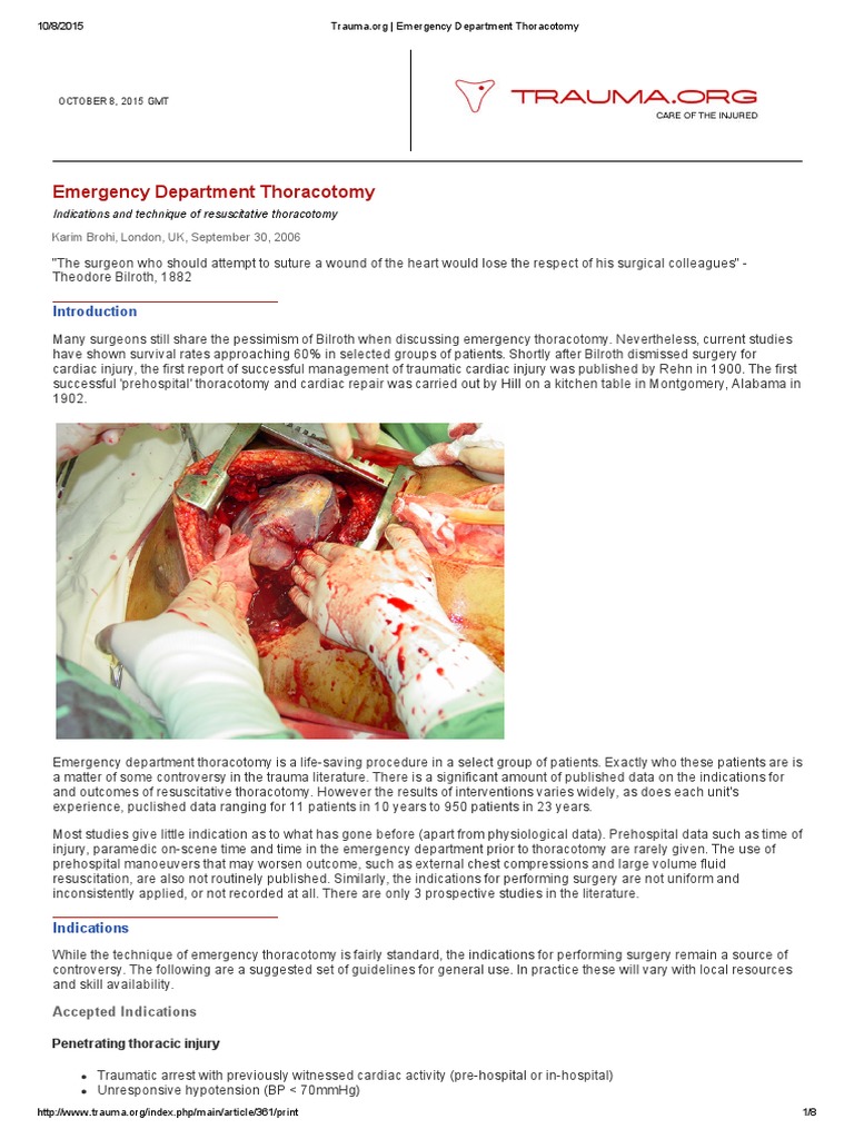 ATLS ED Thoracotomy | PDF | Aorta | Heart