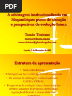 Tomás Timbane - A Arbitragem Institucionalizada Em Moçambique