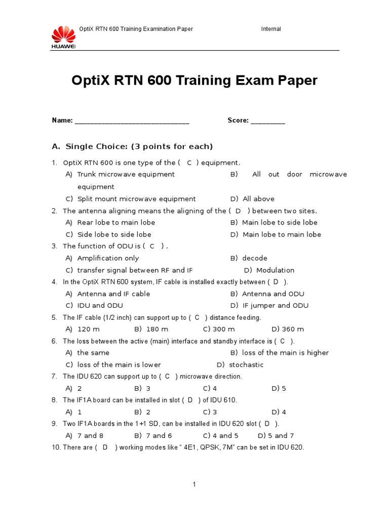 OptiX RTN 600 Exam System Overview | PDF | Superuser | Microwave