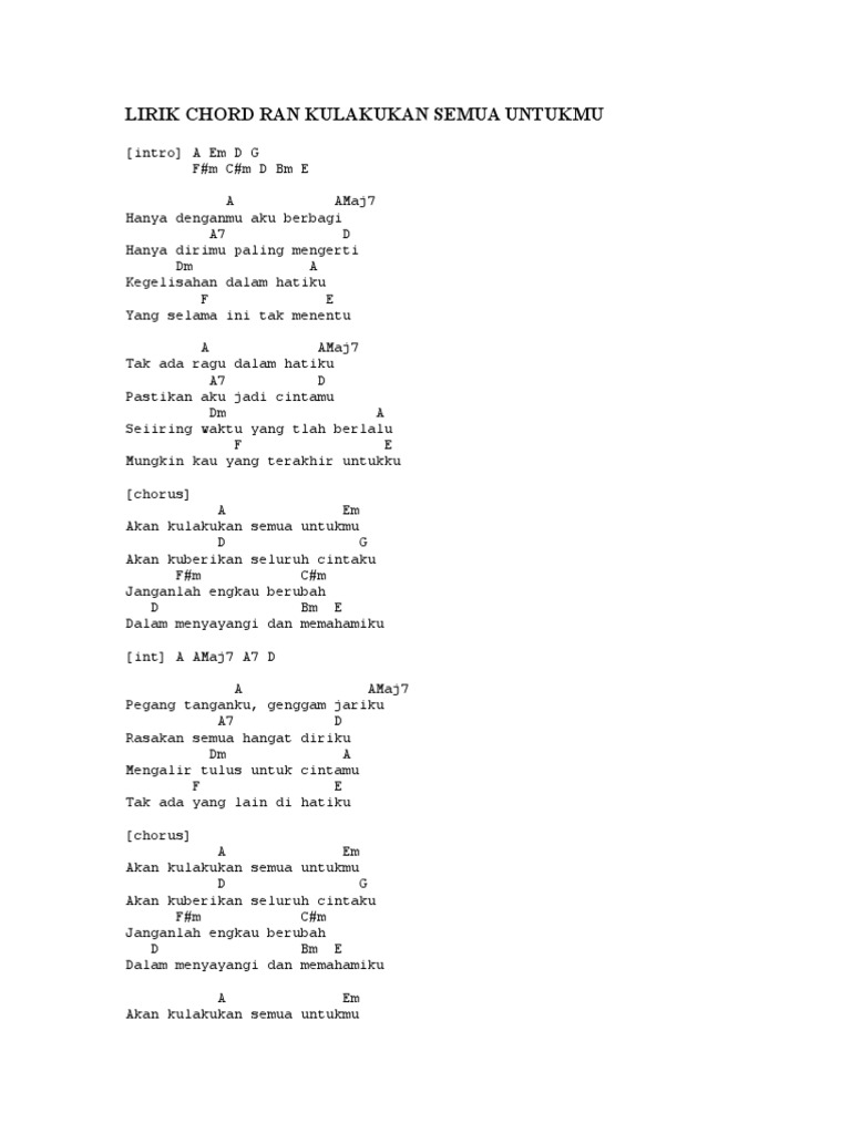 Lirik Chord Ran Kulakukan Semua Untukmu Pdf