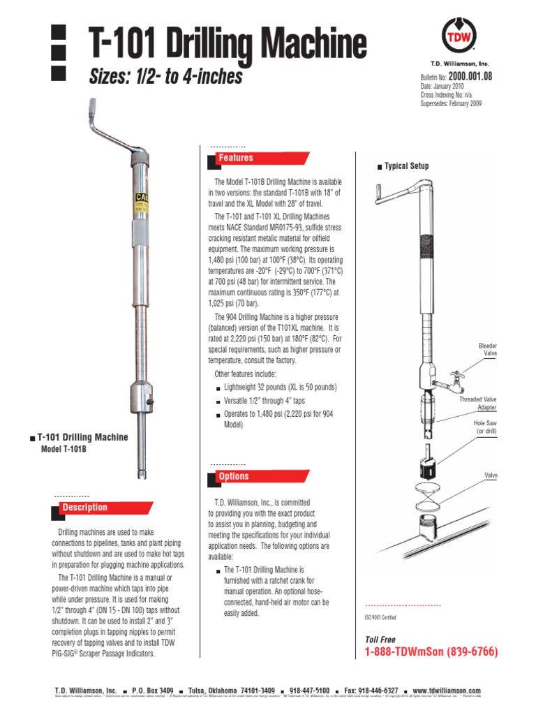 T101 Drilling Machine Brochure | PDF | Drill | Drilling Rig
