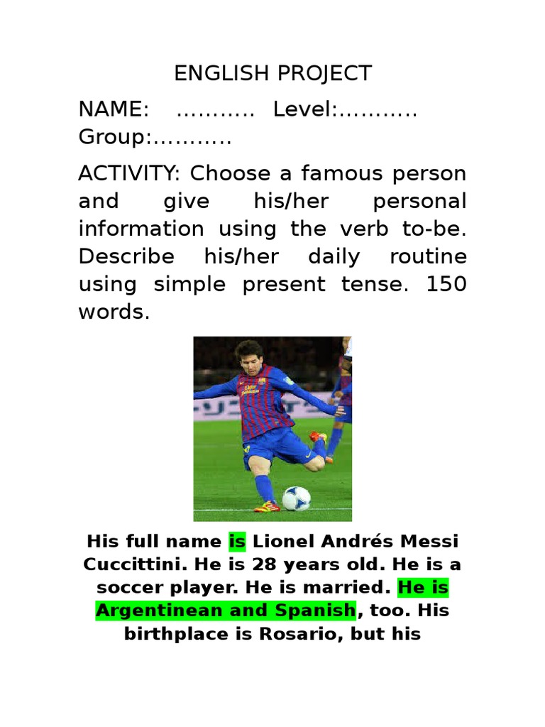 English Project Level 1 | PDF