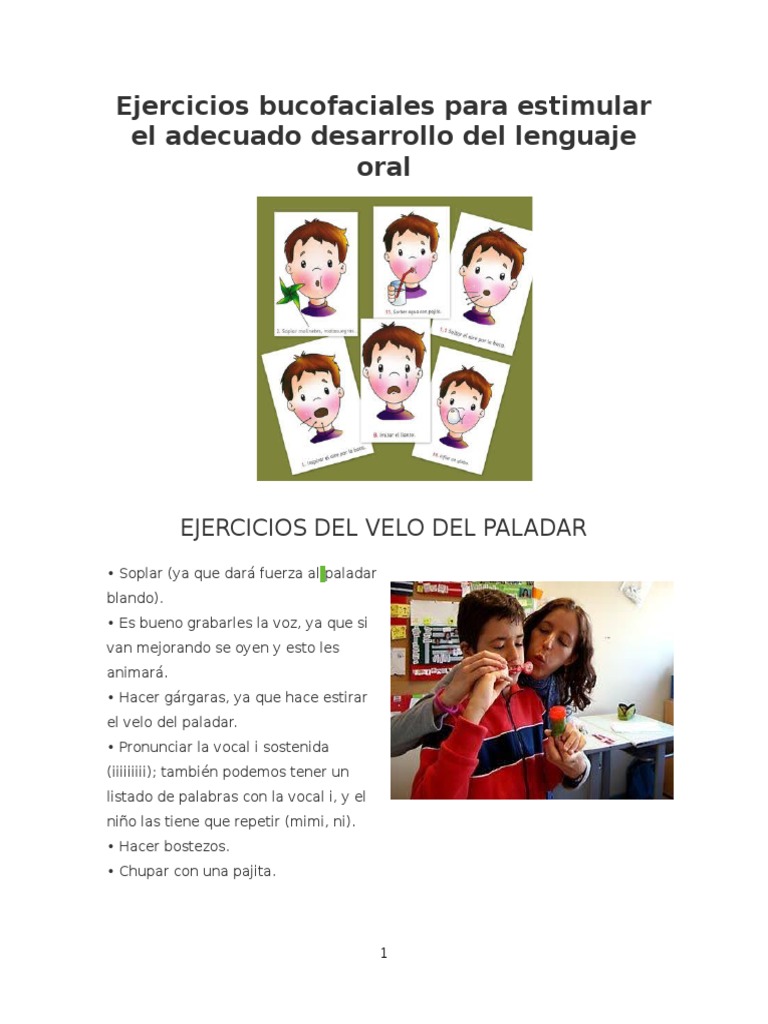 Ejercicios Bucofaciales para el Lenguaje | PDF | Vocal | Naturaleza