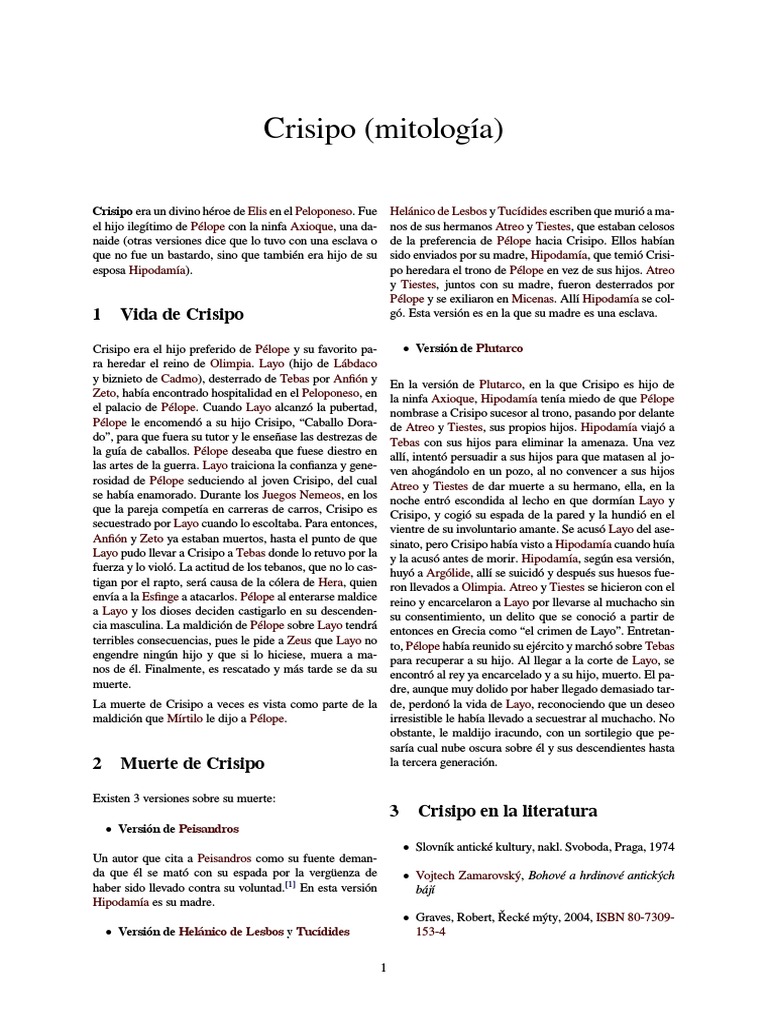 Mito de Crisipo (Mitología) PDF Antigua Tebas (Beocia) Mitología