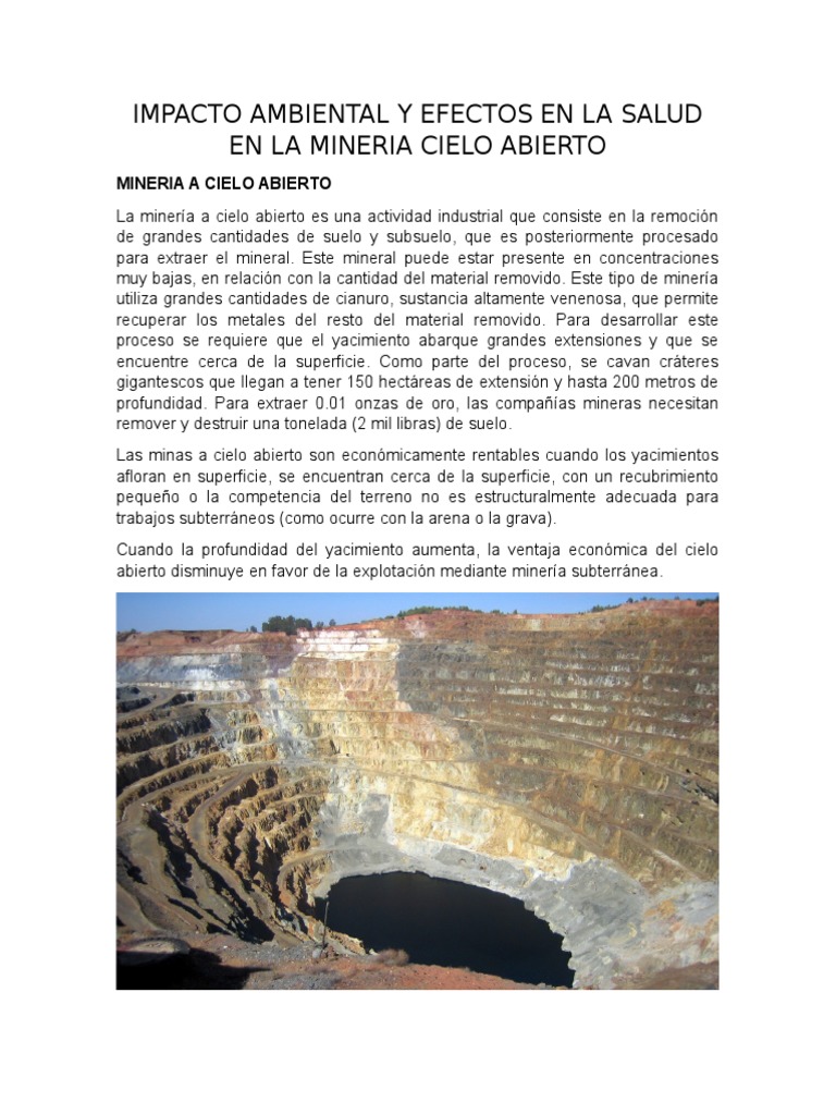 Impacto Ambiental y Efectos en La Salud en La Mineria Cielo Abierto ...