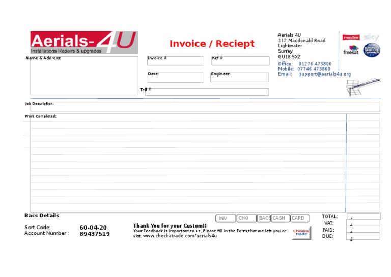 Aerials 4U Invoice Receipt | PDF