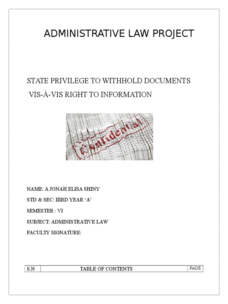 Administrative Law Project | PDF | Freedom Of Information Laws By ...