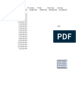 Time 8-Oct-15 9-Oct-15 10-Oct-15 11-Oct-15: Thursday Friday Saturday Sunday