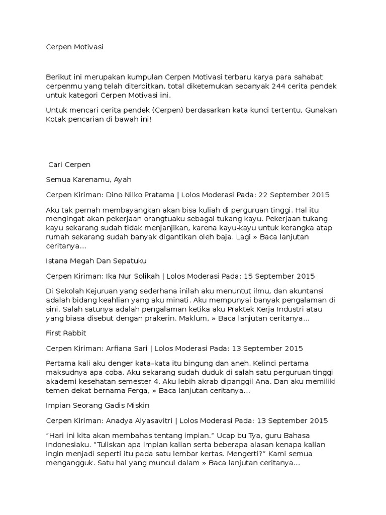 Cerpen Motivasi Pdf