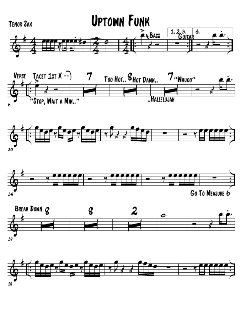 Uptown Funk - Tenor Sax
