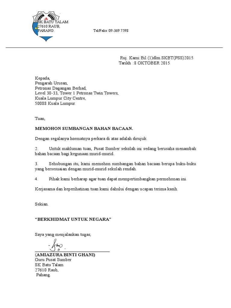 Surat Permohonan Sumbangan Buku Pdf