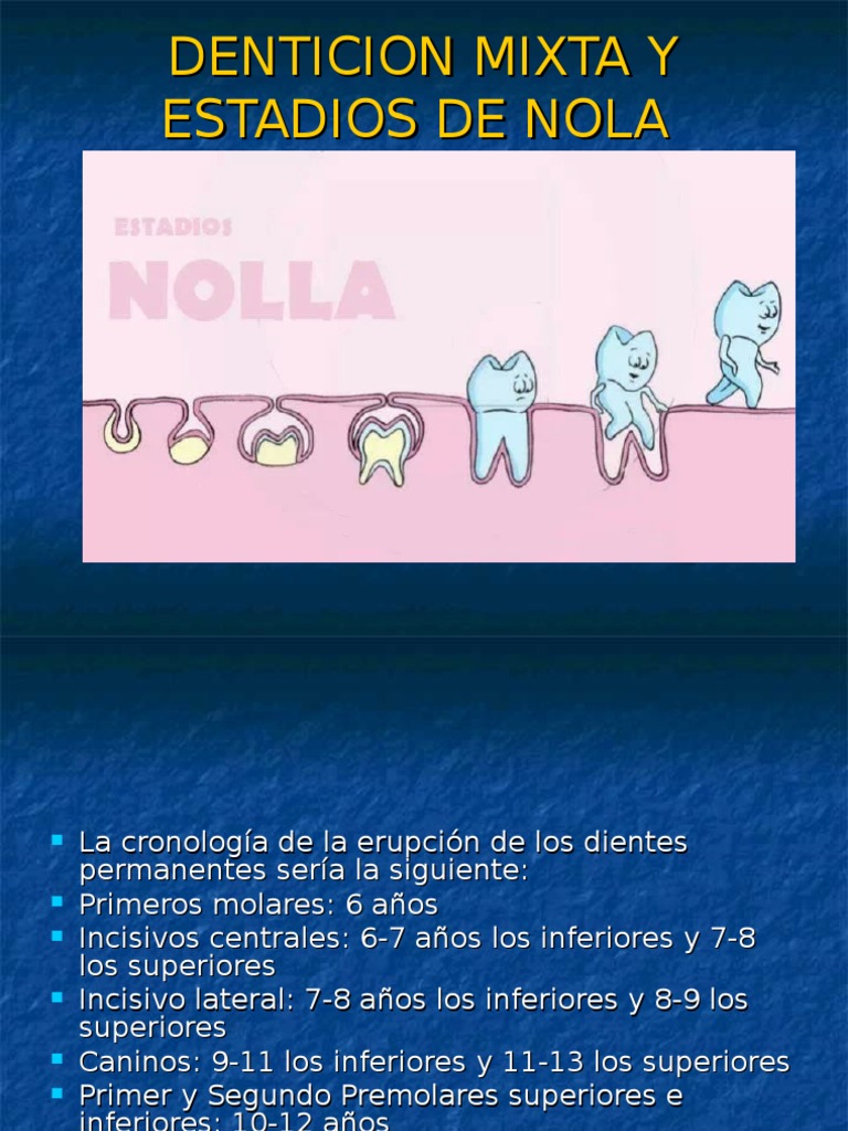 Estadios de Nolla en Dentición Mixta | PDF | Diente | Boca