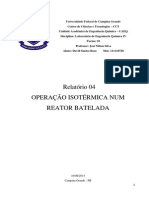 Relatório 04 - Operação Isotérmica Num Reator Batelada