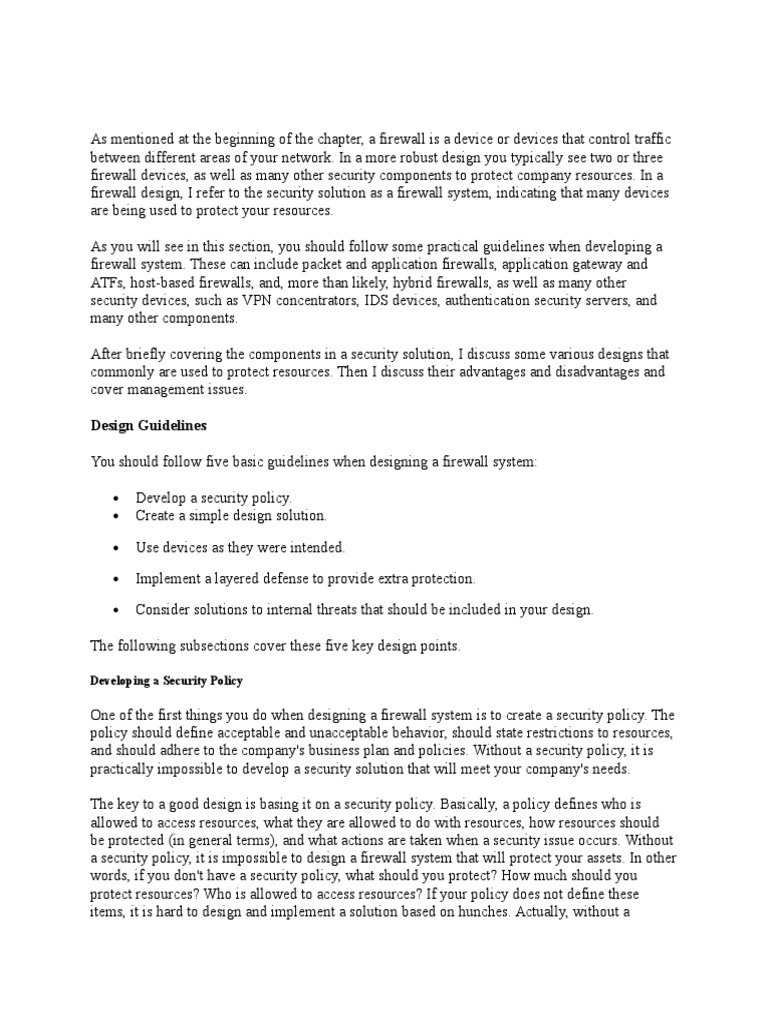 Firewall System Design Principles | PDF | Firewall (Computing) | Castle