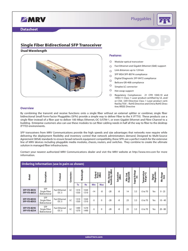 MRV Op SFPB A4 Hi 1 | PDF | Computer Hardware | Electronic Engineering