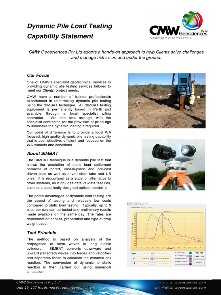 CMW Pile Testing Capability Statement | PDF | Deep Foundation ...