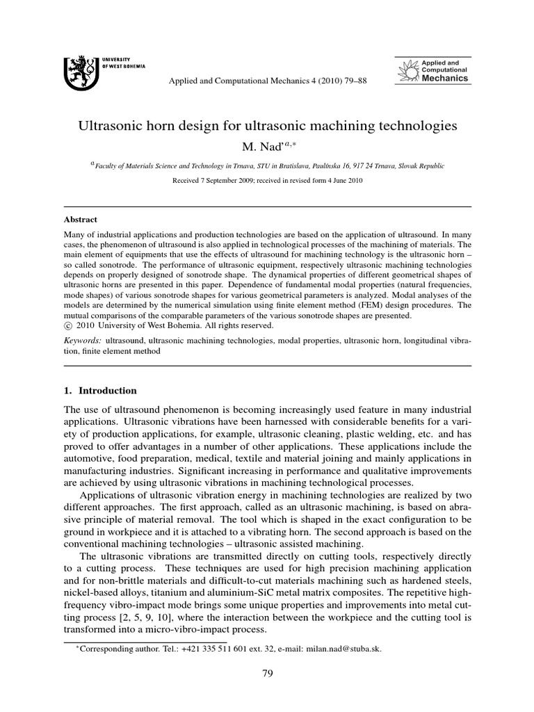 Ultrasonic Horn Design Analysis | PDF | Ultrasound | Machining