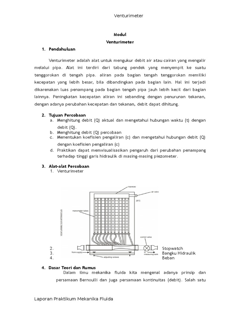 Aliran Pada Venturimeter
