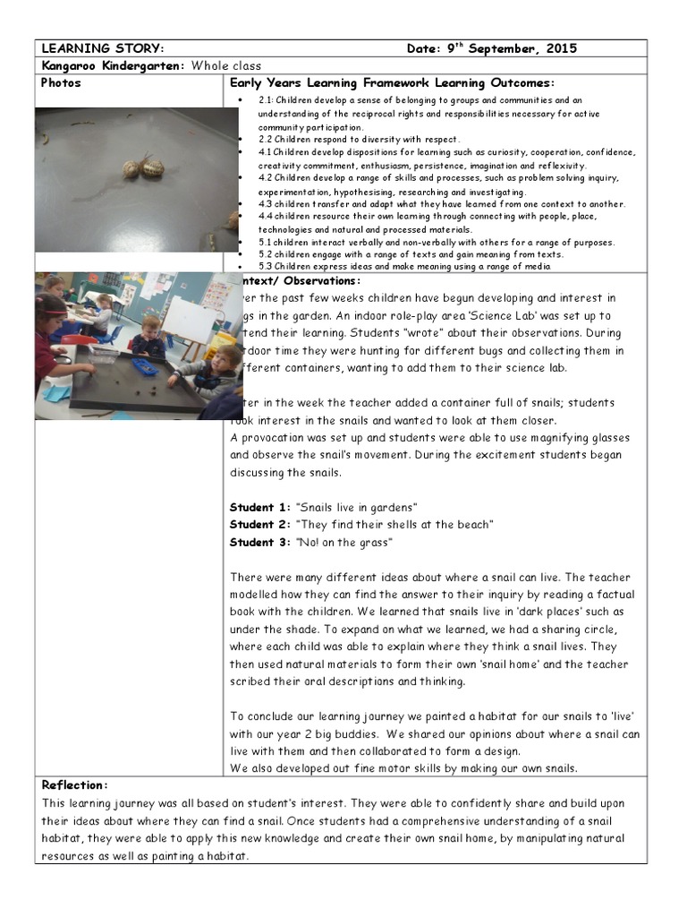 Learning Story | PDF | Inquiry | Learning