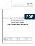 Manual de Políticas y Procedimientos Generales de Recursos Humanos para La Gerencia de Microfinanzas