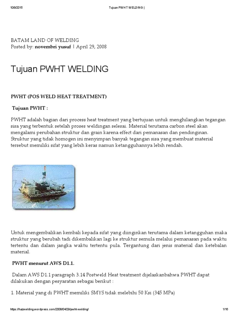 Tujuan dan Prosedur PWHT Welding | PDF | Teknologi & Rekayasa