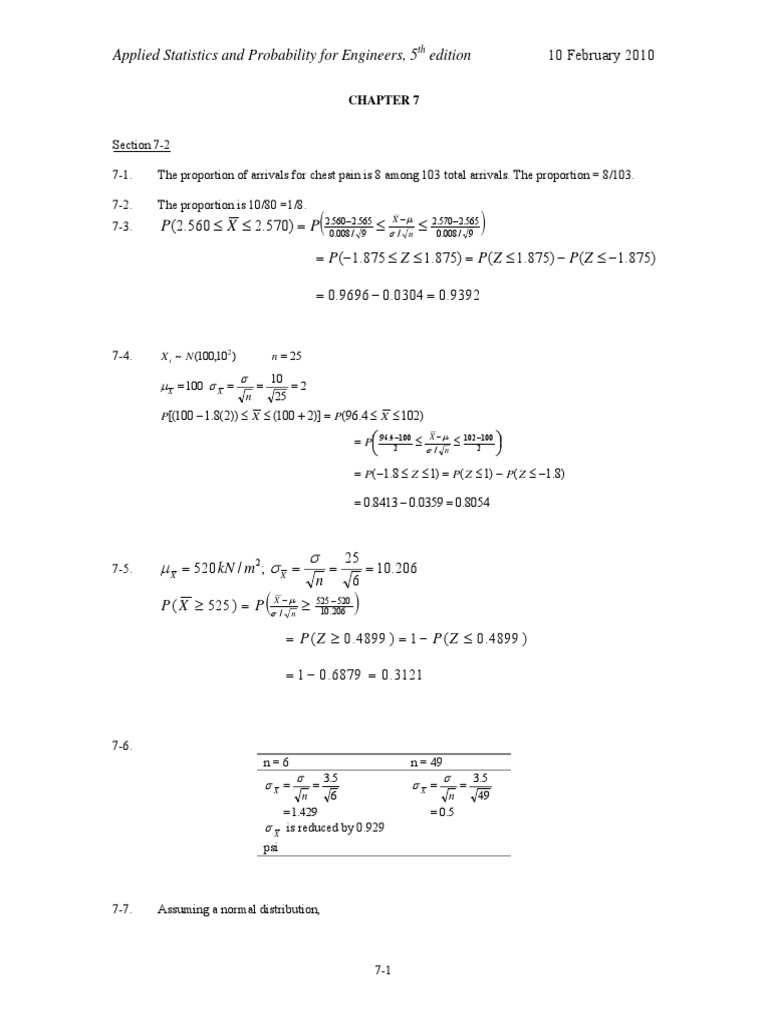 Applied Statistics and Probability for Engineers, 5th