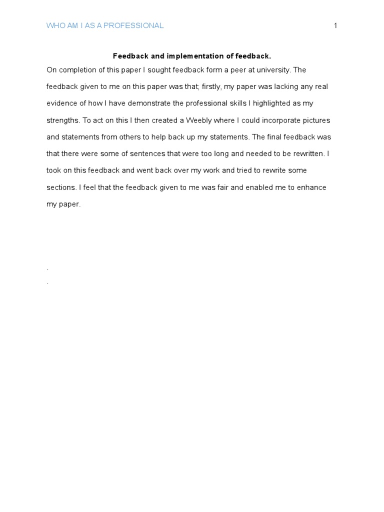 Feedback and Implementation of Feedback Complete | PDF