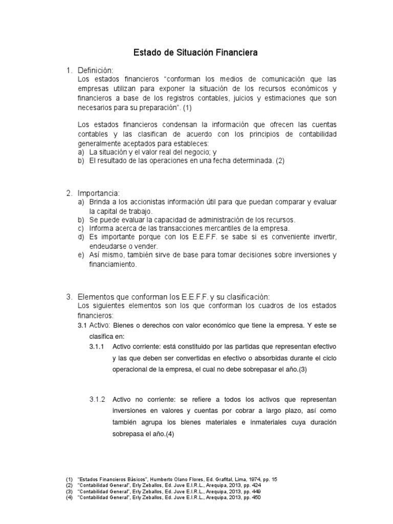 Estado de Situación Financiera | PDF | Economias | Contabilidad financiera